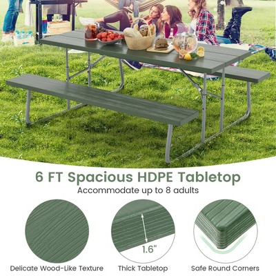 Tangkula Folding Picnic Table w/ Benches FT Jamaica Ubuy