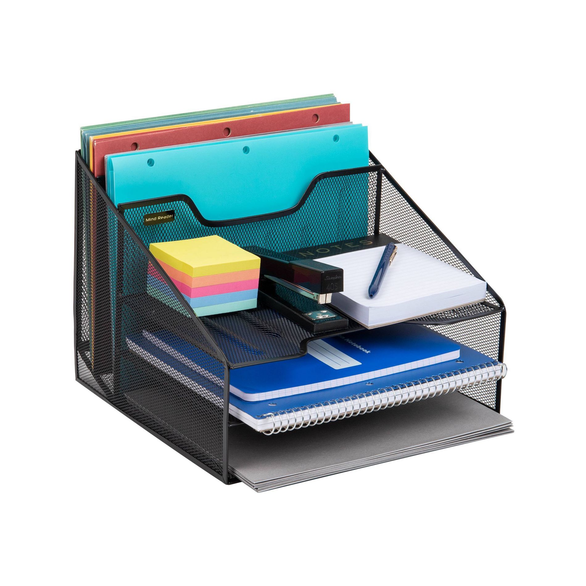 Mind Reader Desktop Organizer, Vertical File Holder, Paper Trays, Office, Metal Mesh