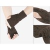 INSPIRE CHIC Women's Knit Lacework Wrist Thumb Hole Half Finger Sleeves Gloves for Christmas Windproof 1 Pair - 3 of 4