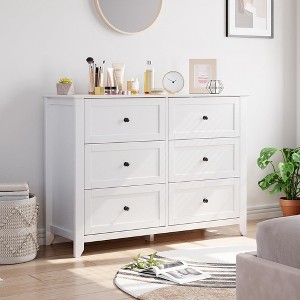 6 Chest of Drawer Dresser, Modern Dresser with Deep Drawers and Nickel Round Handle - 1 of 4