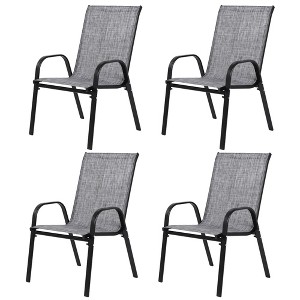 Sapphtopaz Outdoor Dining Chairs Steel Patio Chairs with Armrest High Backrest Breathable Fabric for Backyard, Patio, Pool, Lawn - 1 of 4