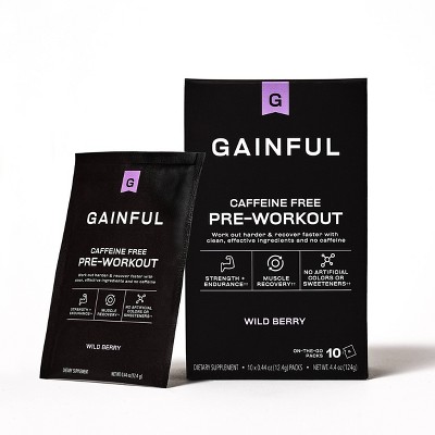 Gainful Pre-workout Stick Packs - Wild Berry - Caffeine Free - 10ct ...