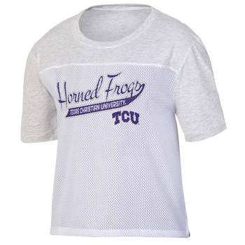 NCAA TCU Horned Frogs Women's White Mesh Yoke T-Shirt