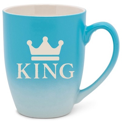 100 North Crown Royalty 10 Ounce Blue and White Two Toned Ombre, Comfortably Fits Your Hands, Ceramic Tea Coffee Cup Mug, King