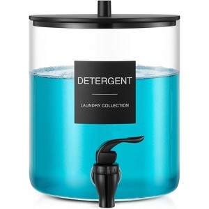 Glass Laundry Detergent Dispenser, 128 oz / 3.5L with Plastic Spigot for Laundry Room Organization, Fabric Softener Dispenser (Black, 1 Pack) - 1 of 4