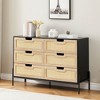 Rattan 6 Drawer Dresser, 47'' Chest of Drawers, Modern Wooden Dresser with Metal Legs, Large Wide Drawer Dresser for Bedroom, Living Room, Entryway - 4 of 4