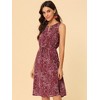 Allegra K Women's Floral Split Neck Drawstring Waist Sleeveless A-Line Summer Midi Dress - 2 of 4