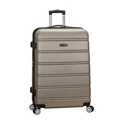 Rockland Melbourne Hardside Expandable Luggage with Spinner Wheels Silver Checked Large 28"