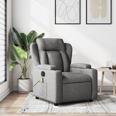 vidaXL Dark Gray Fabric Massage Recliner Chair - Manual Lounge Seating With Vibration, Cup Holders And Convenient Side Pocket