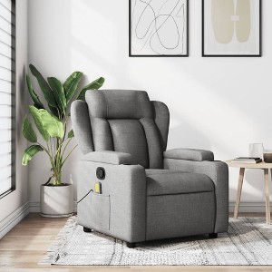 vidaXL Dark Gray Fabric Massage Recliner Chair - Manual Lounge Seating With Vibration, Cup Holders And Convenient Side Pocket - 1 of 4