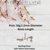 Moon and Star Flat Back Earrings for Women Sterling Silver 16g Cartilage Helix Lobe Body Piercing Stud Ginger Lyne - 3 of 4