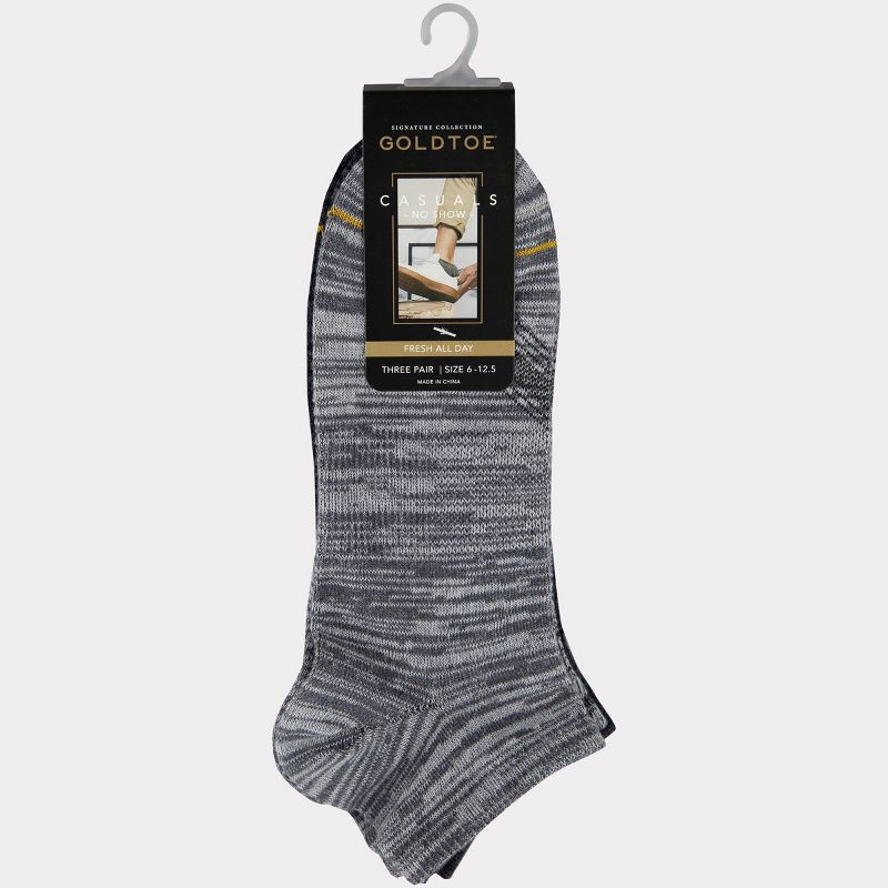 Signature Gold by GOLDTOE Men&#39;s 3pk Casual GT Free Feed No Show Socks - Gray 6-12.5, 5 of 6