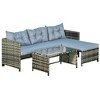 Outsunny 3 Piece Patio Furniture Set, Rattan Outdoor Sofa Set with Chaise Lounge & Loveseat, Soft Cushions, Table, L-Shaped Sectional Couch - 4 of 4