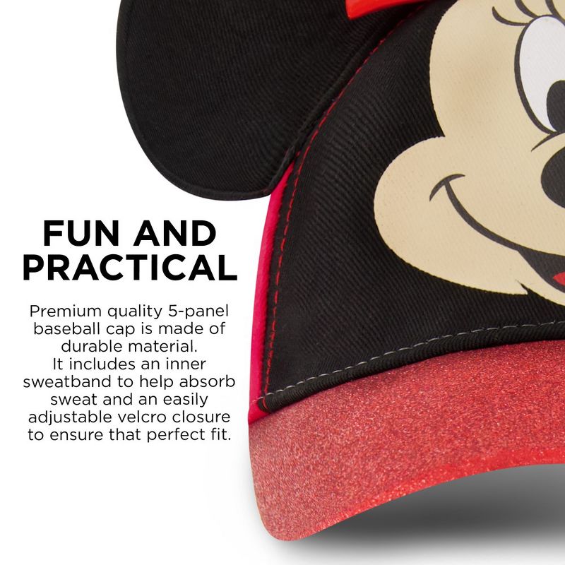 Disney Girls Minnie Mouse Glitter Baseball Cap, 3 of 7