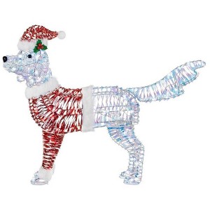 Home Accents Holiday 4ft Iridescent Twist LED Dog in Santa Suit - 1 of 4