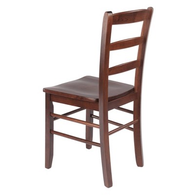 Set of 2 Walnut Ladderback Wood Side Chairs