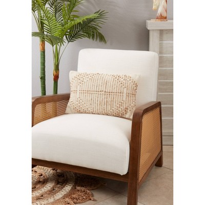 Natural Woven Diamond Pattern Rectangular Throw Pillow