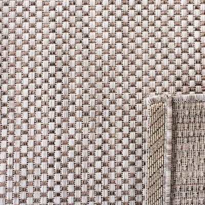 Beige and Brown Rectangular Synthetic Outdoor Area Rug