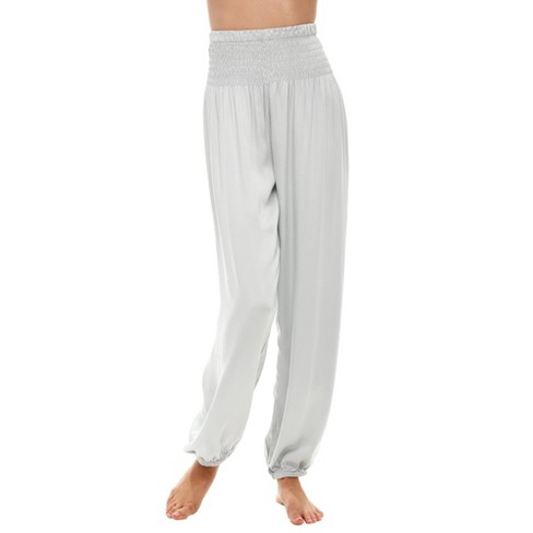 ADR Women's Lightweight Pajama Pants with Wide Elastic Waist, Boho Style  Joggers Light Gray Medium