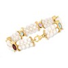 Ross-Simons 4.5-5.5mm Cultured Pearl and 4.80 ct. t.w. Multi-Gemstone Bracelet in 18kt Gold Over Sterling - 3 of 4