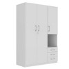 TIRAMISUBEST 2-Doors Wooden Wardrobe Storage for Bedroom - Mobile Lateral Filing Cabinet Locking Wheels Adjustable Shelf - 3 of 4