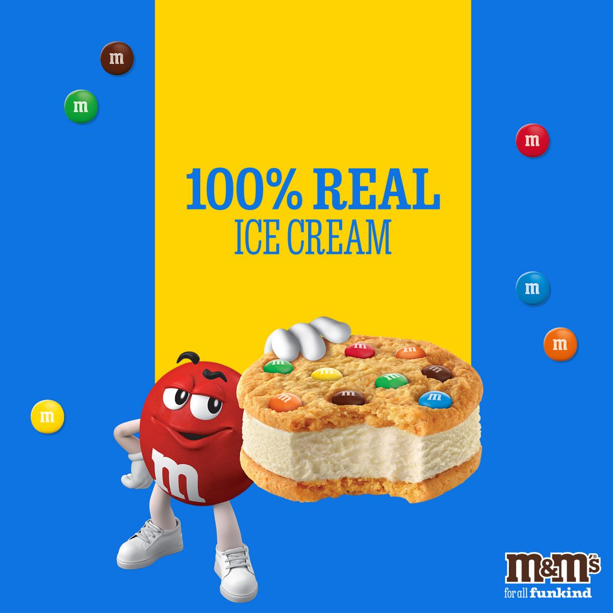 M&M Vanilla Reduced Fat Ice Cream Dessert Cookie Ice Cream Sandwiches - 4pk/16 fl oz - thumbnail 4