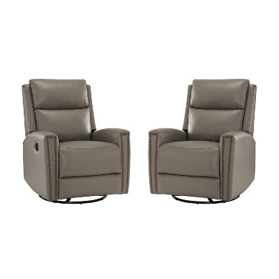 Set of 2 Hilario 30.31''Wide Genuine Leather Swivel Rocker Recliner | ARTFUL LIVING DESIGN