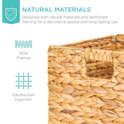 Natural Hyacinth 13x13in Handwoven Storage Baskets, Set of 5