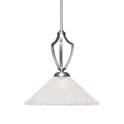 Toltec Lighting Zilo 1 - Light Pendant in  Graphite with 16" Frosted Crystal Shade