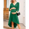 Maternity Dress with 3/4 Sleeves & Asymmetrical Hem - Adjustable Tie Waist Front Short Back Long Pregnancy Dress - 4 of 4