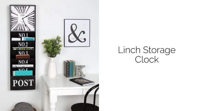 Kate and Laurel Linch Rectangle Metal Wall Clock, 13x45, Black, 2 of 7, play video