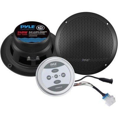Pyle Marine Bluetooth Speaker & Amplifier System with 240W, 6.5" Speakers, Wireless Music Streaming, and Auxiliary Input – PLMRKT9