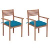 vidaXL Patio Chair Set of 2 Light Blue, Natural Teak - 2 of 4