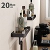 16 Inch Black Floating Bathroom Shelves with Towel Bar Tempered Glass Wall Shelf 2 Pack Versatile Bathroom Organizer Set - 4 of 4