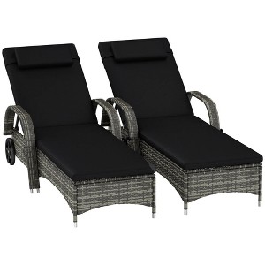 Resenkos 2 Reclining Chaise Lounge Chairs, Outdoor Sectional Furniture, PE Rattan, - 1 of 4