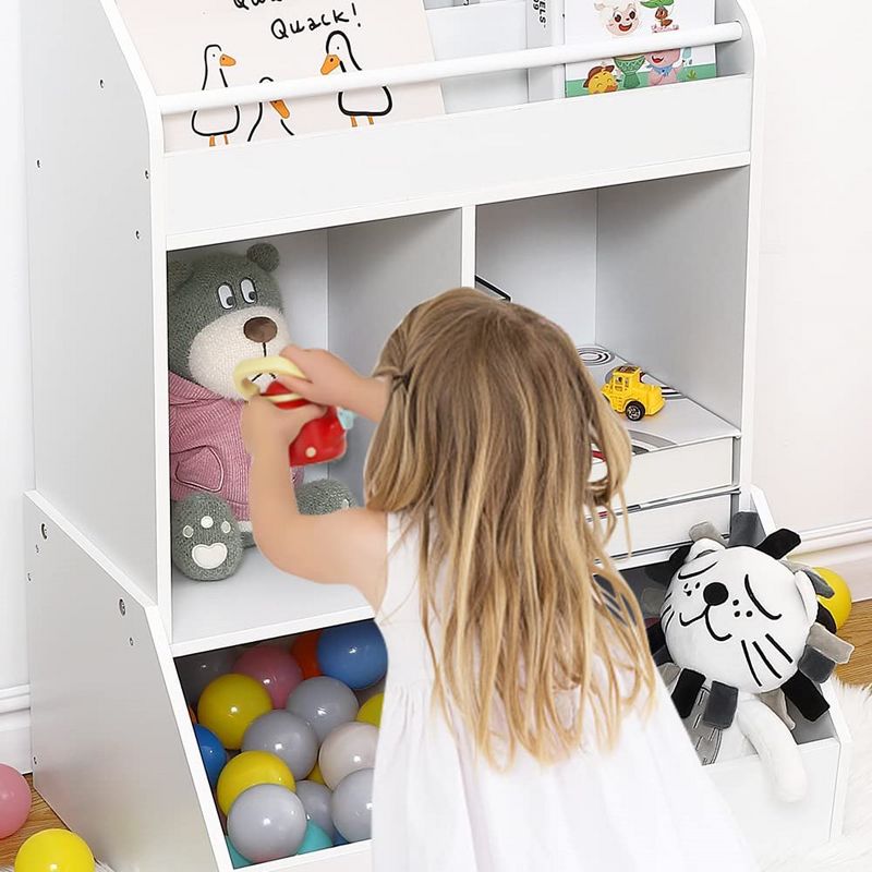 WhizMax Bookshelf Toy Storage Organizer with Multiple Shelves and Bins, Durable and Safe for Kids' Toys and Accessories, 5 of 8