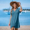 Women's Ivory/Khaki/Green/Blue Notched Neck Short Sleeve Cover-Up Dress - Cupshe - 2 of 4