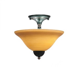 Toltec Lighting Any 2 - Light Flush Mount in  Black Copper with 12" Cayenne Linen Shade - 1 of 1