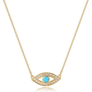 Gold Plated Faith Necklace for Women, Cross Evil Eye & Angel Wing CZ Pendant Evil Eye-A - 1 of 4