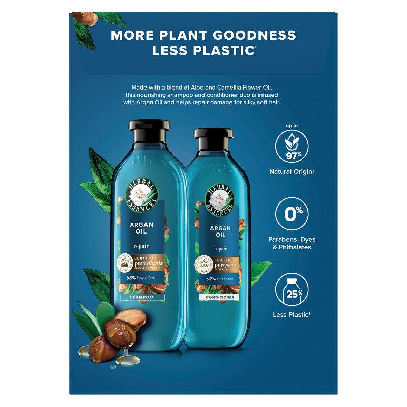 Herbal Essences Pure Plants Blend Argan Oil Repairing Color-Safe Shampoo/Conditioner Dual Pack - 13.5 fl oz/2ct, 3 of 16