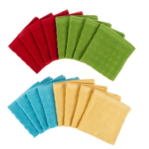 Kitchen Dish Cloth- Set Of 16- 12.5x12.5- Absorbent 100% Cotton