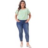 Agnes Orinda Women's Plus Size Elegant Pleated Petal Tulip Short Sleeve Office Work Summer Blouses - 3 of 4