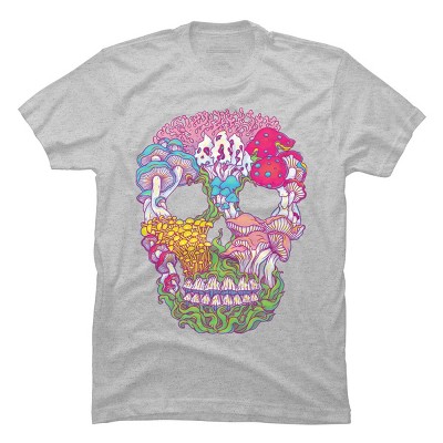 Men's Design By Humans mushrooms scull By ircadelik T-Shirt