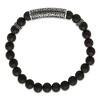 Chisel Stainless Steel Antiqued and Polished with Black Cubic Zirconia 8.5mm Agate Beaded Stretch Bracelet - 3 of 4