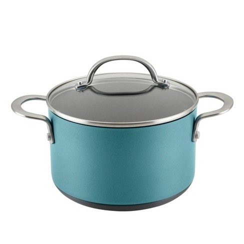 Anolon Achieve 2qt Nonstick Hard Anodized Sauce Pan With Lid Teal : Target