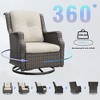 Bestier Patio Wicker Glider Swivel Chairs with Padded Cushion, Outdoor PE Rattan Rocking Chair with Ergonomic High Back for Garden, Porch, Backyard - 2 of 4