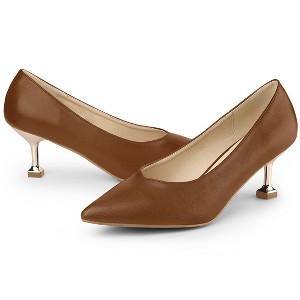 Allegra K Women's Pointed Toe Low Kitten Heel Dress Pumps - 1 of 4