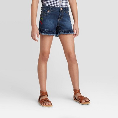 dark denim jean shorts