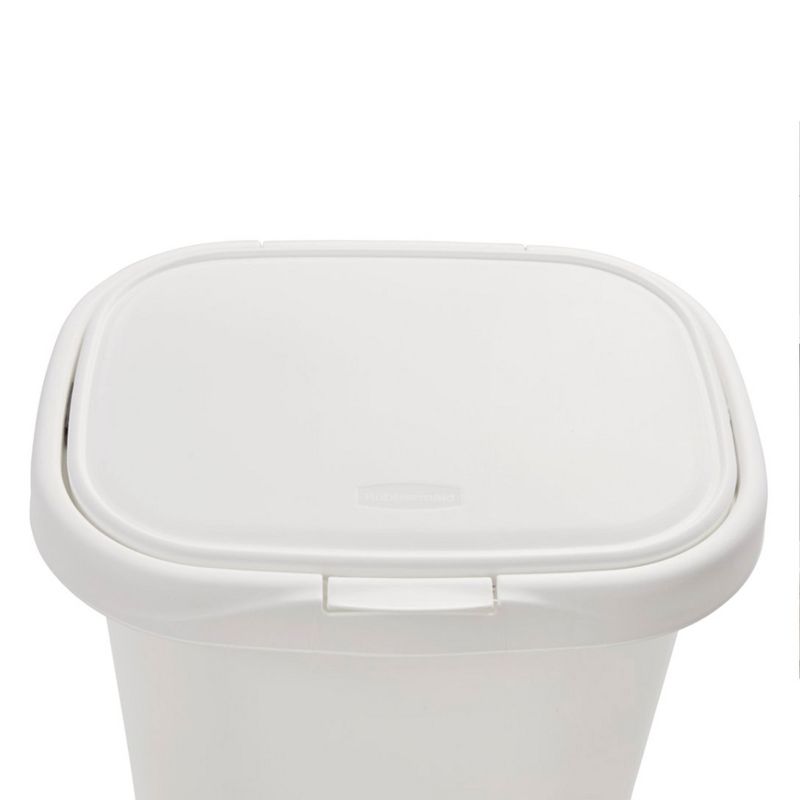 Rubbermaid 13.25 Gallon Rectangular Spring-Top Lid Kitchen Wastebasket Trash Can for Tall Trashbags, White, 6 of 8