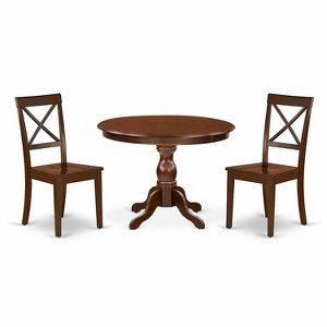 3-Piece Mahogany Finish Solid Wood Top - Dining Room Set - Seats 4 - 1 of 4